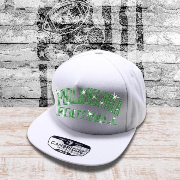 Philadelphia Football Rhinestone Snapback Cap, Sports Fan Game day Cap, Team Spirit Cap, Sport Season Teams Trucker Hat for Enthusiasts
