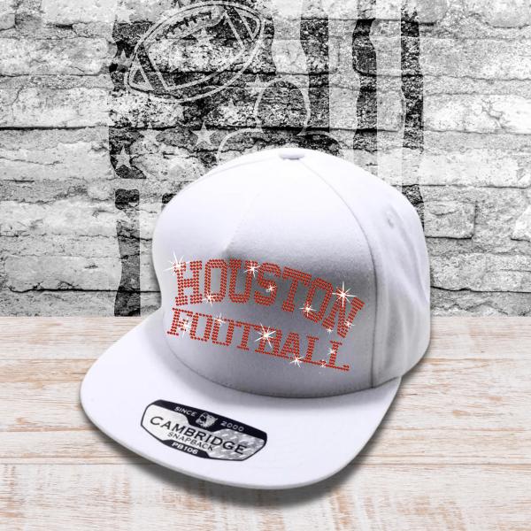 Houston Football Rhinestone Snapback Cap, Team Spirit Headwear, Cheering Mom Tailgating Hat, 90s Classic Cap, Fan Cap for Game Day