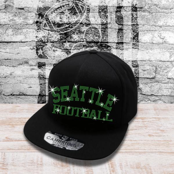 Seattle Football Rhinestone Snapback Cap, Sport Team Fans Game Day Headwear, Perfect Matching Cap, Unique Design High-Quality Cozy Cap