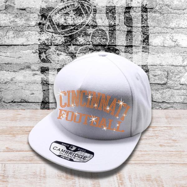 Cincinnati Football Rhinestone Snapback Cap, Favorite Team Hat, Enthusiasts Dad Game Day Cap, Vintage Headwear, NFL Holiday Gift Hat