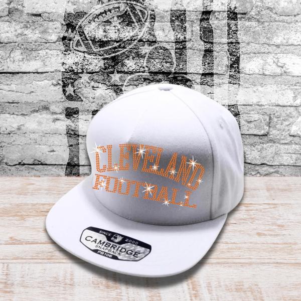 Cleveland Football Rhinestone Snapback Cap, City Sport Teams Pride Cap, Enthusiasts Dad Game Day Hat, Outdoor Streetwear Sportwear Headwear