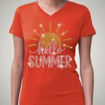 Hello Summer Rhinestone T-Shirt, Funny Vacation Shirt, Vintage Sunshine Tee-Shirt, Graduation Gift Shirt, Camping Shirt, Beach Trip Tee