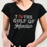 I Love The Gulf Of Mexico Rhinestone T-Shirt, Mexican Beach Shirt, Funny Gulf of Mexico Tee-Shirt, Mexico Lover Shirt,  Mexican Shirt
