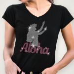 Aloha Girl Rhinestone T-Shirt, Girl's Travel Tee, Hawaii Vacation Shirt, Aesthetic Beach Shirt, Mothers Day or Birthday Gift For Women