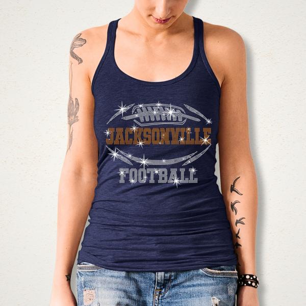 Jacksonville Rhinestone T-Shirt, Sparkling Football Fan Glittering Game Shirt, Sunday Team Sports Tee, Trendy Game Day Fashion Shirt