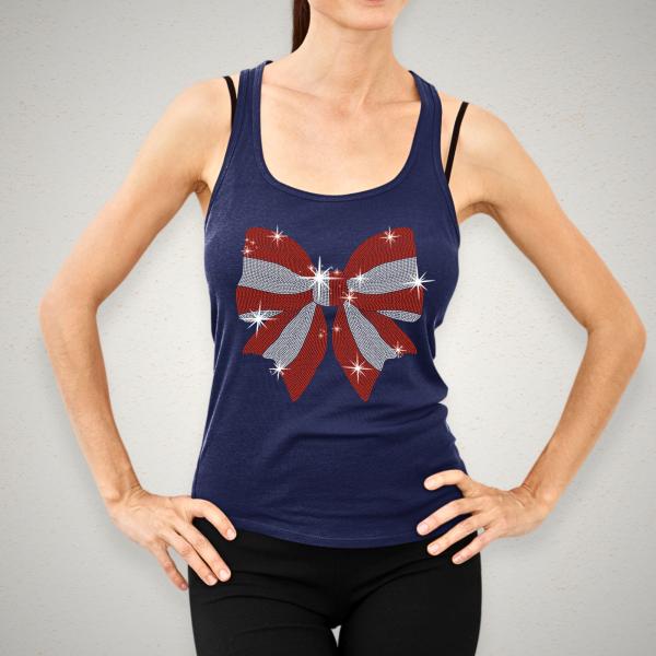 Coquette Bow USA Rhinestone T-shirt, Vintage American Shirt, Memorial day Shirt, Tee for Fourth of July Party, Women's Patriotic Shirt