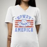 Howdy America with Hat Rhinestone T-shirt, Independence Day Apparel, Fourth of July Tee Shirt, American Pride Shirt, USA Patriotic Shirt