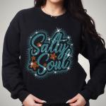 Salty Soul Rhinestone T-Shirt, Tropical Sunshine Top, Summer Vibes Tee-Shirt, Ocean Beach Lover Gift Shirt, Vacation Trip & Travel Outfit.