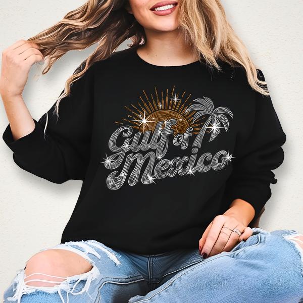 Gulf Of Mexico Always and Forever Rhinestone T-Shirt, Mexico Vacation Tee-Shirt, Mexico Lover Gift, Mexican Beach Shirt for Men or Women
