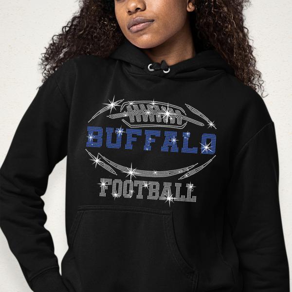Buffalo Rhinestone T-Shirt, Dazzling Sparkling Football Fan Shirt, Bling Gameday Team Tee, Unique Design Gift Tee, Glitter Football Game Top