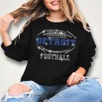 Detroit Rhinestone T-Shirt, Chic Design Sparkling Football Shirt, Shiny Fashion Eye-Catching Tee-Shirt, Glittering Fan Dazzling Team Shirt