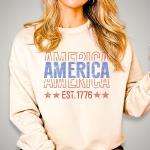 America Est 1776 Rhinestone T-shirt, Memorial Day Shirt, 4th Of July Shirt, Independence Day Shirt, Patriotic Gift Tee for Veterans