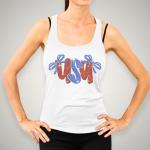Usa Ribbon Rhinestone T-Shirt, Independence & Memorial Day Shirt, Fourth of July Outfit, USA Patriotic Girl Tee-Shirt, American Mommy Tee