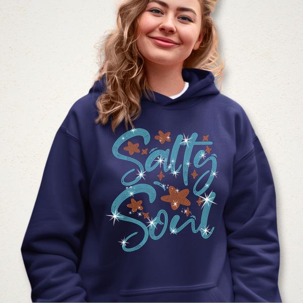 Salty Soul Rhinestone T-Shirt, Ocean Lover Shirt, Family Matching Shirt, Beachy Shirt, Tropical Shirt,  Summer Vacation Beach Gift