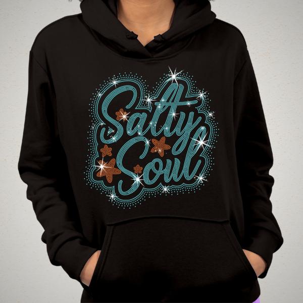 Salty Soul Rhinestone T-Shirt, Tropical Sunshine Top, Summer Vibes Tee-Shirt, Ocean Beach Lover Gift Shirt, Vacation Trip & Travel Outfit.