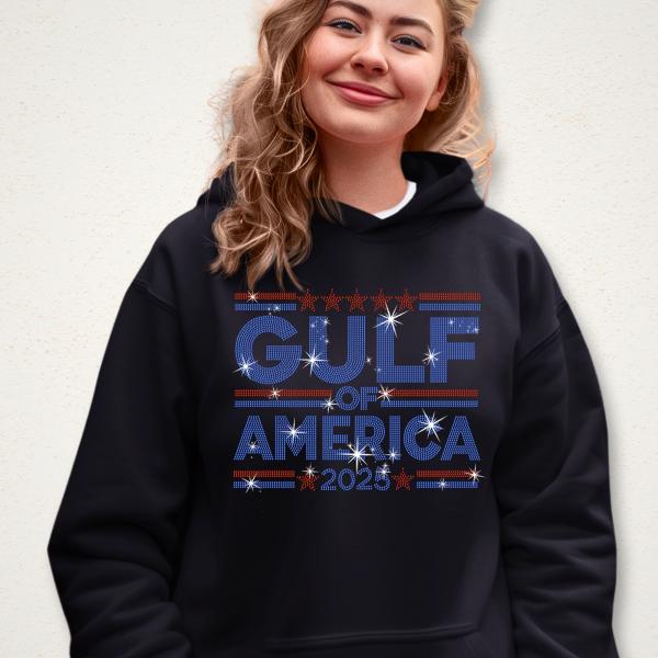 Gulf Of America 2025 Rhinestone T-Shirt, Patriotic Vintage Tee-Shirt, Cruise Gift Shirt, American Pride Shirt, Funny Liberal Gift