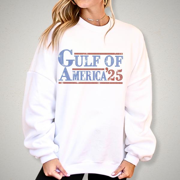 Gulf of America 25 Rhinestone T-Shirt, Democrat Shirt, Liberal Gift, Gulf Coast Shirt, American Pride Tee, Patriotic Shirt, Patriot Shirt