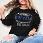 Buffalo Rhinestone T-Shirt, Dazzling Sparkling Football Fan Shirt, Bling Gameday Team Tee, Unique Design Gift Tee, Glitter Football Game Top