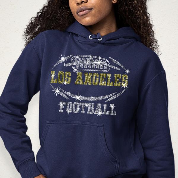 Los Angeles Rhinestone T-Shirt, Game Day Sunday Trend Football Shirt, Bling Glitter Sparkling Fan Tee, Eye-Catching Gift Dazzling Shirt