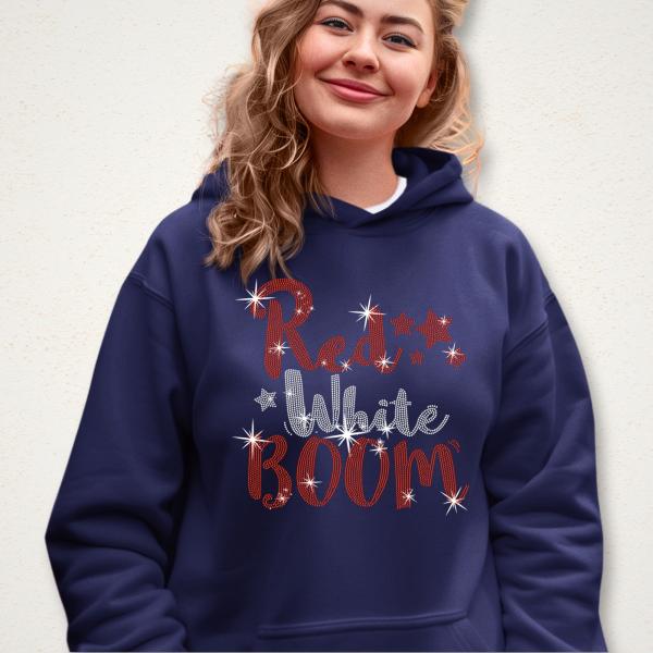 American Girl Rhinestone T-Shirt with Handwriting Design, Women's Favorite Memorial Day Tee, Independence Day Patriotic Gift for Her