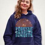 Forever Chasing Sunsets Rhinestone T-Shirt, Aesthetic Summer Shirt, Beach Lovers Tee, Sunshine Shirt, Girls Trip Tee, Family Vacation Gift