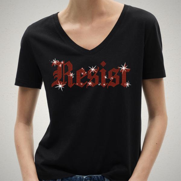 Resist Rhinestone T-Shirt, Social Justice Shirt, Equality Tee, Anti-Fascism Tee, Resistance Shirt for Feminist Liberal Activist Protesters