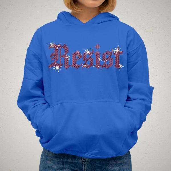 Resist Rhinestone T-Shirt, Social Justice Shirt, Equality Tee, Anti-Fascism Tee, Resistance Shirt for Feminist Liberal Activist Protesters