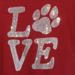 Love Puppy Paw Rhinestone T-Shirt, Pet & Animal Lover Apparel Sweatshirt, Lovely Women's Top Tee-Shirt, Gift for Dog or Cat Lover