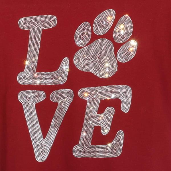 Love Puppy Paw Rhinestone T-Shirt, Pet & Animal Lover Apparel Sweatshirt, Lovely Women's Top Tee-Shirt, Gift for Dog or Cat Lover