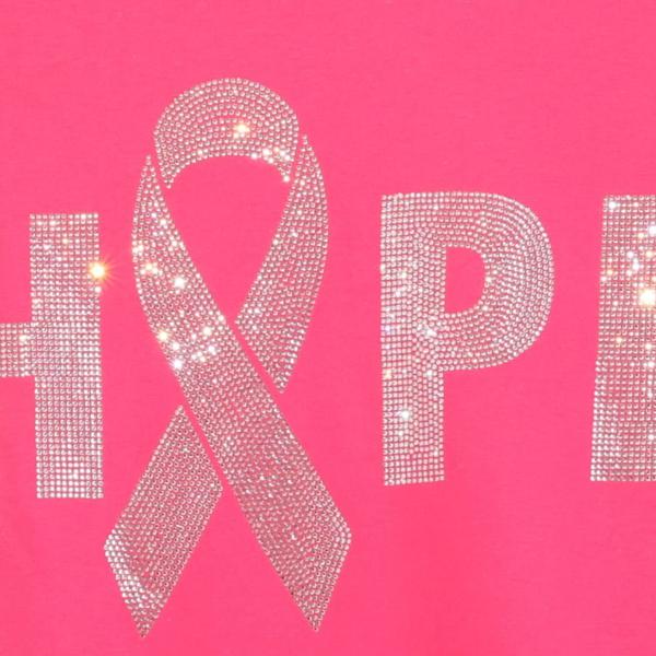 Cancer Awareness Hope Rhinestone Bling Bling Short Sleeve T-shirt