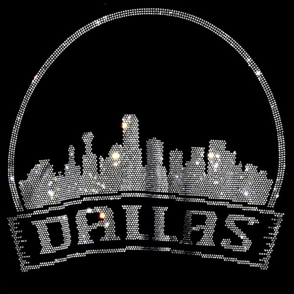 Dallas City Skyline Silhouette Rhinestone Bling T-Shirt, City souvenir Sweatshirt, Custom City Shirt, Aesthetic Vintage Western Tee-Shirt
