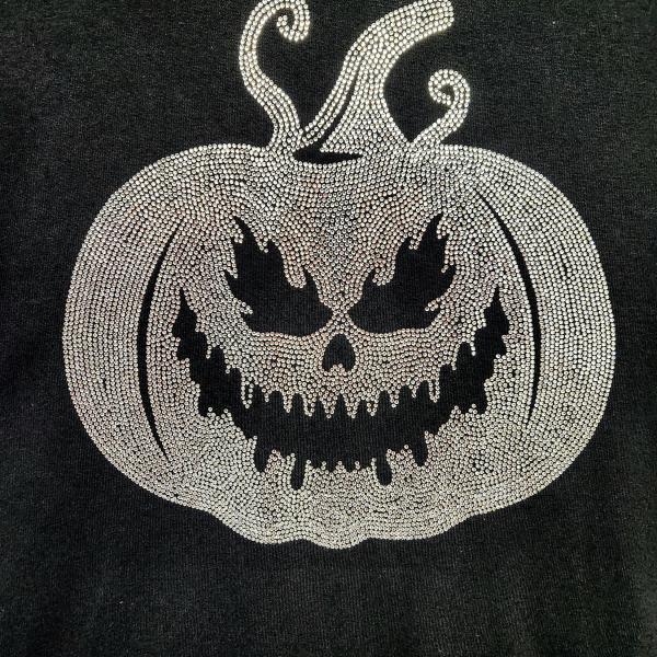 Scary Evil Pumpkin Halloween Rhinestone T-Shirt, Creepy Trick or Treat Sweatshirt, Spooky Season Horror Tee-Shirt Gift for Her or Him