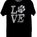 Love Puppy Paw Rhinestone T-Shirt, Pet & Animal Lover Apparel Sweatshirt, Lovely Women's Top Tee-Shirt, Gift for Dog or Cat Lover
