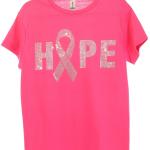 Cancer Awareness Hope Rhinestone Bling Bling Short Sleeve T-shirt