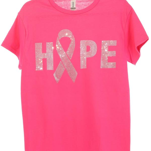 Cancer Awareness Hope Rhinestone Bling Bling Short Sleeve T-shirt