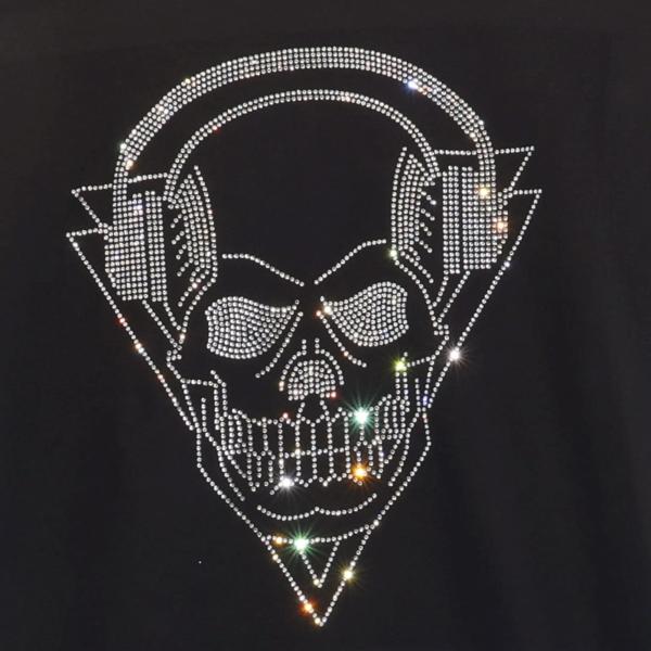 Rock and Roll Skull Rhinestone Bling T-Shirt, Unisex Gothic Outfit, Cool Design Shirt, Music Concert Tour Tee-Shirt, Festival Apparel