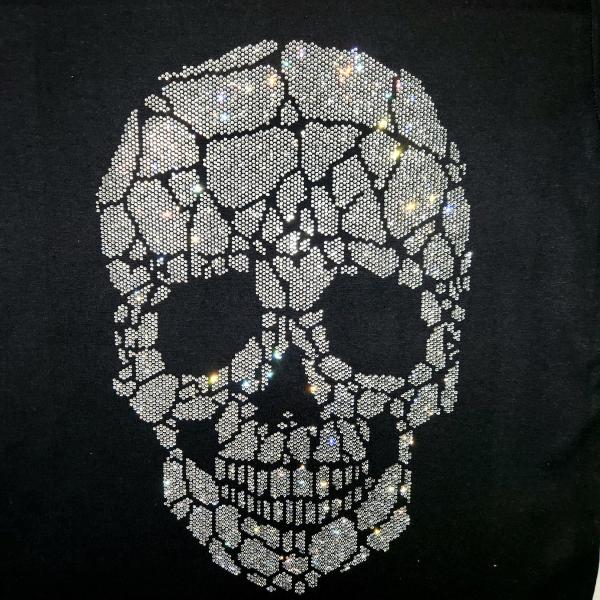 Skull Shirt, Skull T-shirt, Rhinestone Tee, Halloween Shirt, Skull Savage, Crystal shirt, Short Sleeve Shirt, Women bling Tee,