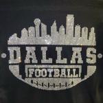 Dallas Football City Silhouette Rhinestone Bling Bling Short Sleeve T-Shirt, Game Day Sweatshirt, Tailgate Tee-Shirt, Sports Mom Shirt