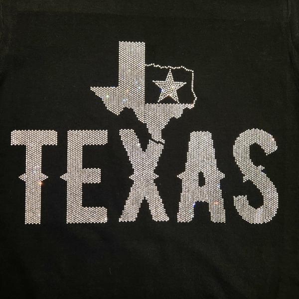 State Of Texas Rhinestone T-Shirt Map with Star, Texas Border Shirt, Texas Patriot Sweatshirt,  Western Texas Tee-Shirt Gift  for Texan
