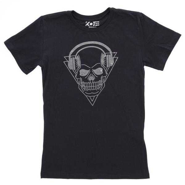 Rock and Roll Skull Rhinestone Bling T-Shirt, Unisex Gothic Outfit, Cool Design Shirt, Music Concert Tour Tee-Shirt, Festival Apparel