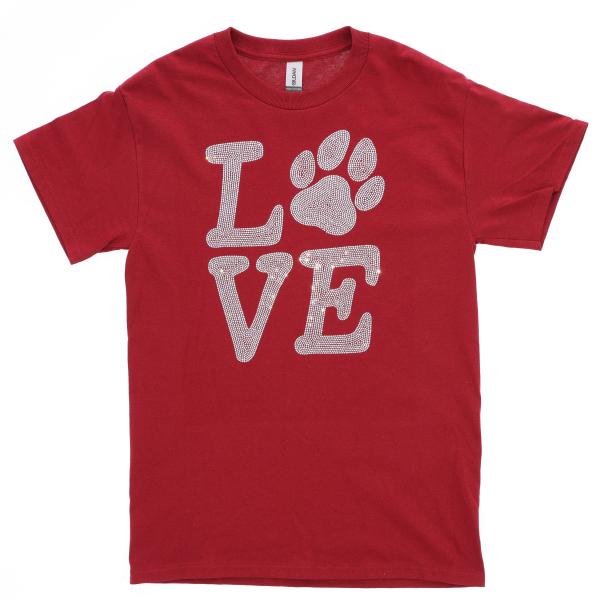 Love Puppy Paw Rhinestone T-Shirt, Pet & Animal Lover Apparel Sweatshirt, Lovely Women's Top Tee-Shirt, Gift for Dog or Cat Lover