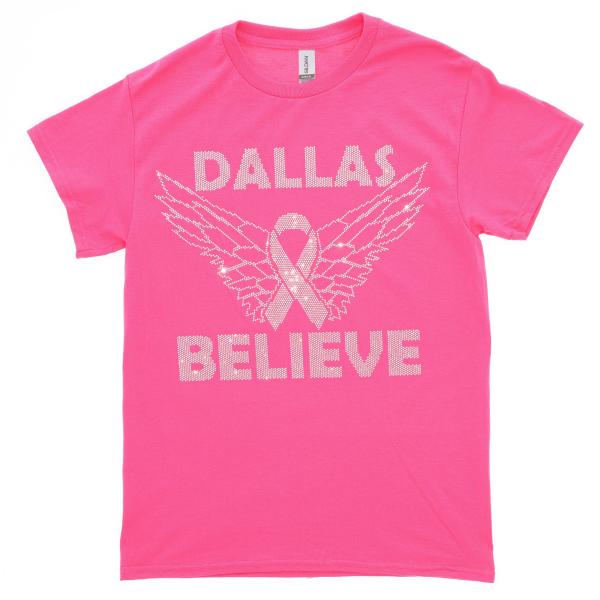 Cancer Awareness  Custom City /Name Believe Rhinestone Bling Bling Short Sleeve T-shirt