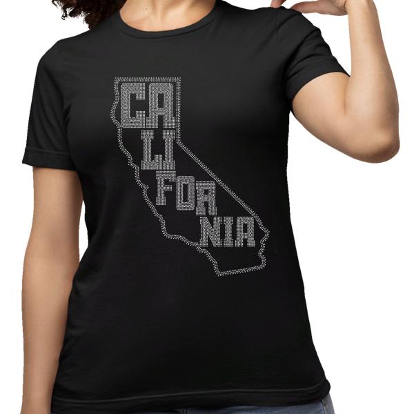 California Adventure T-Shirt, California Shirt, California Tropical Tee, Rhinestone Tee, Cali Shirt, Californian Shirt, Bling Bling Tee