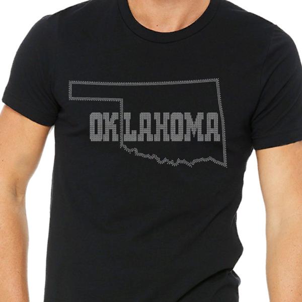 Oklahoma State Rhinestone T-Shirt, Oklahoma Pride Homeland Shirt, Oklahoma Home Tee, Native American Oklahoma Rhinestone Map Shirt