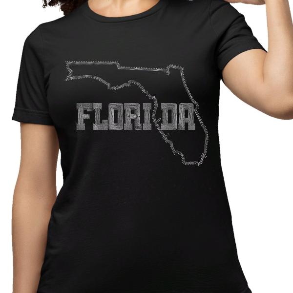 Florida Adventure T-Shirt, Florida Sweatshirt, Florida Beaches, Rhinestone Tee, Miami Shirt, Bling Bling Tee-Shirt