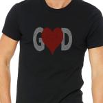 Shinny And Cute GOD in Heart Rhinestone T-Shirt, Spiritual Love Tee-Shirt, Prayers' Sweatshirt, Thoughtful Church Apparel Gift for Women