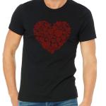 Heart Love Rhinestone T-Shirt, Matching Heart Design Tee-Shirt, Ladies Special Top Sweatshirt, Romantic Gift Idea for Girlfriend & Boyfriend