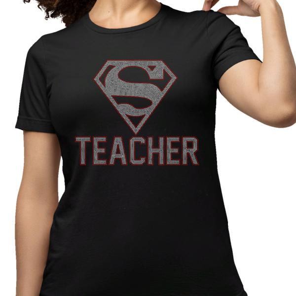Super Teacher Rhinestone T-Shirt, Teacher Appreciation Gift, Teacher Tee-Shirt, Teacher Gifts, Teaching Squad Shirt, Kiss Your Brain Shirt