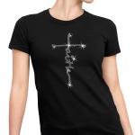 Vertical Faith & Cross Rhinestone T-Shirt, Jesus Aesthetic Tee-Shirt, Cute Christian Christmas Church Sweatshirt, Sunday Worship Apparel