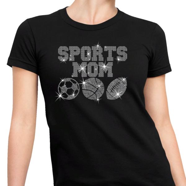 Sports Mom Rhinestone T-Shirt, Sports Shirt, Mom Sports, Mom Shirt, Football Mom, Basketball Mom, Soccer Mom, gift for mom,